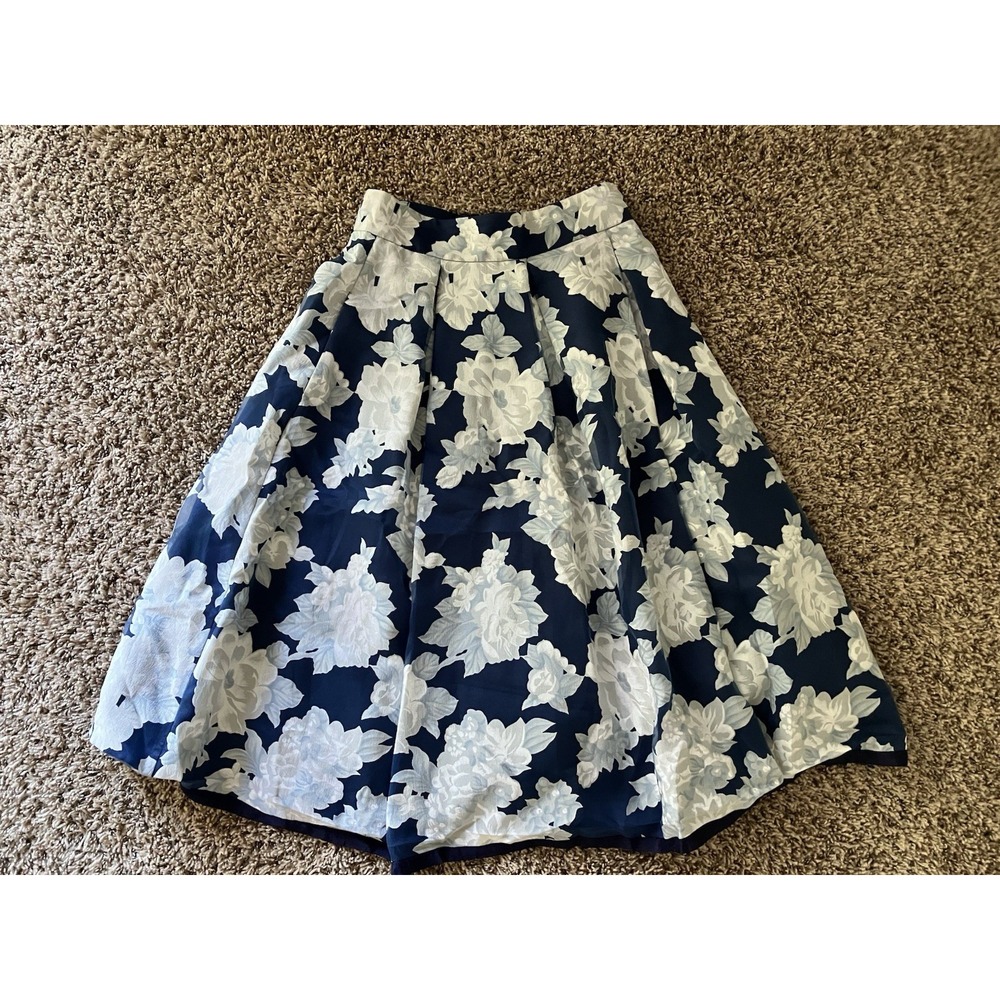 Eliza J Floral Printed Pleated Midi Skirt Women's Size 6 Modest Elegance